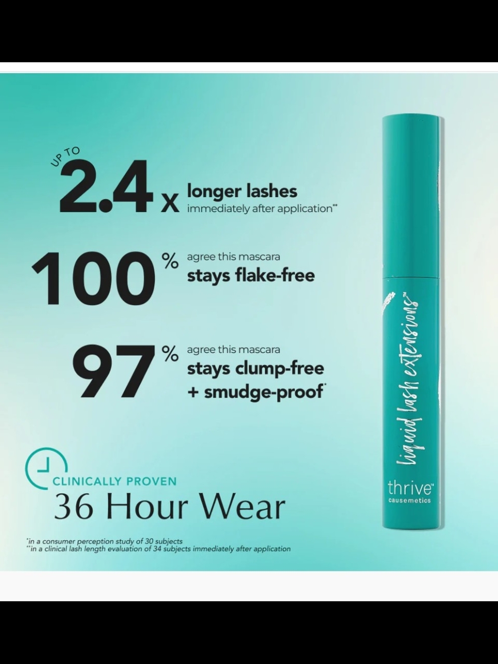 💚Thrive Causemetics Tubing Mascara "Donna" Green , Good For Sensitive Eyes - Picture 4 of 5